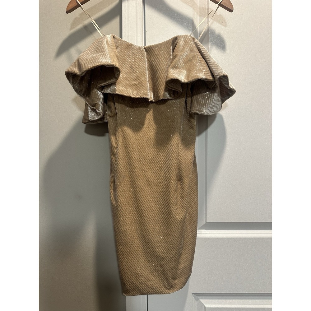 DO + BE NWT Strapless Dress Beige Glitter‎ Small